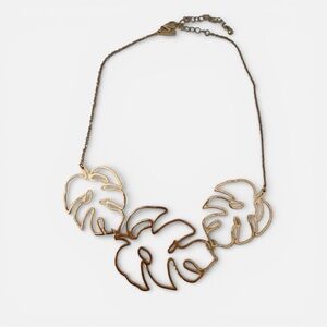 Freedom Topshop Gold-tone Leaf Monstera Pendant Necklace